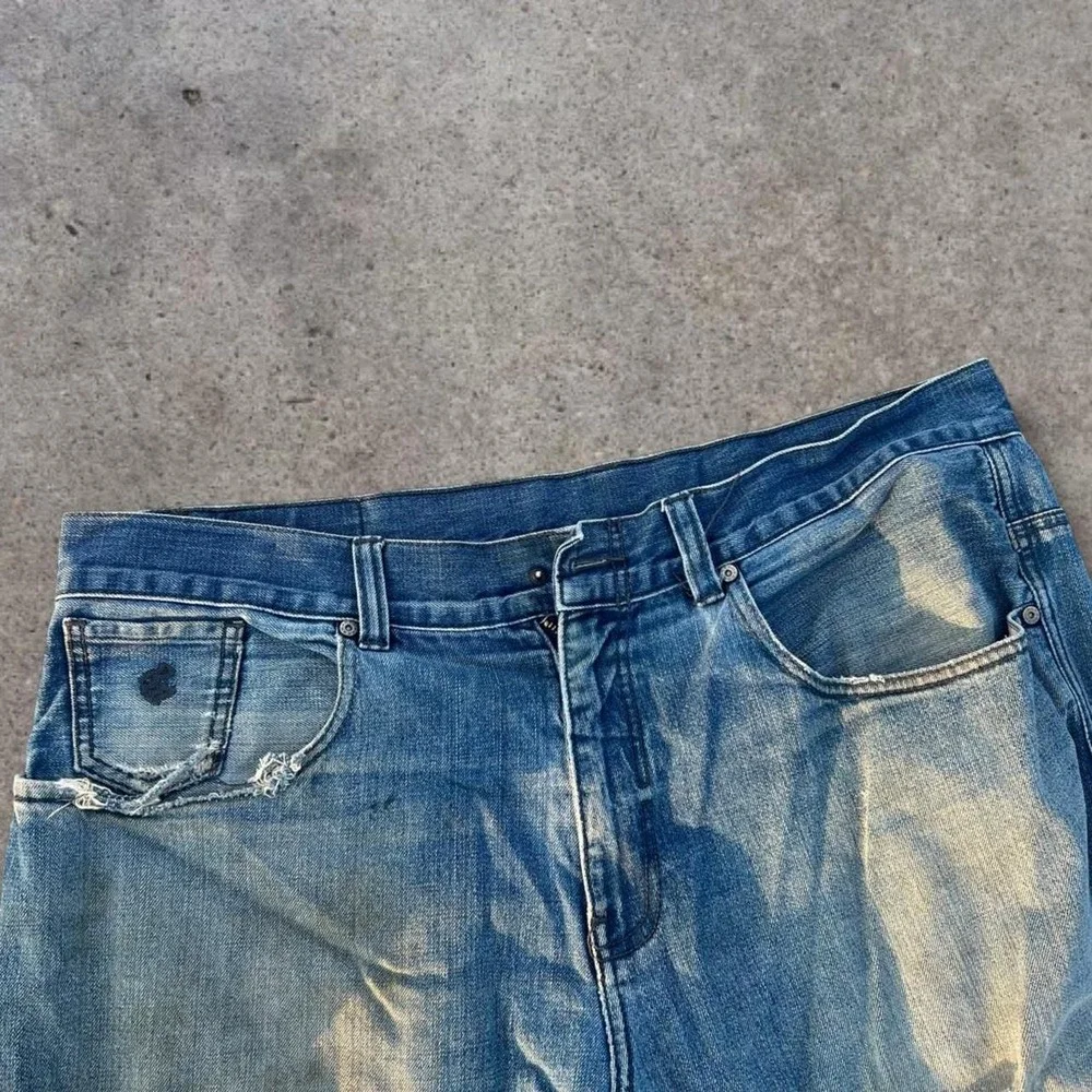 Vintage Y2K Rocawear Baggy Graphic Jorts Cutoff Denim Shorts Size 40 Wide Leg